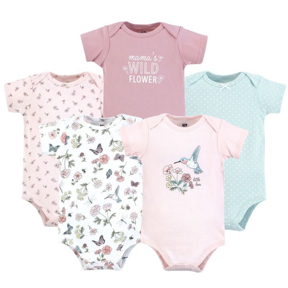 Hudson Baby Infant Girls Cotton Bodysuits Hummingbird Garden 3-6 Months